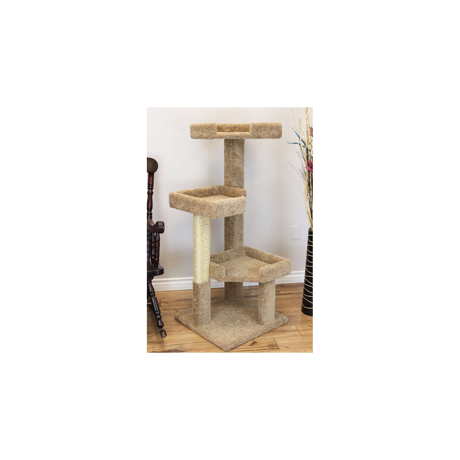 New Cat Condos 51" Solid Wood Large Cat Tree