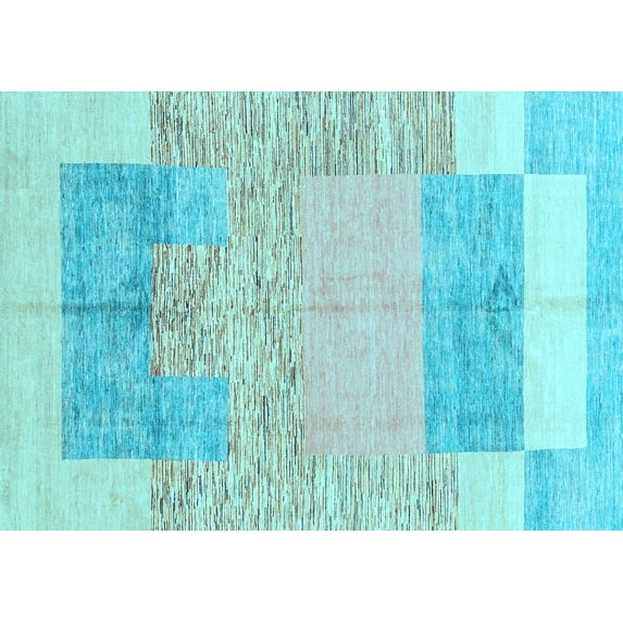 Ahgly Company Indoor Rectangle Abstract Light Blue Modern Area Rugs, 8' x 12'
