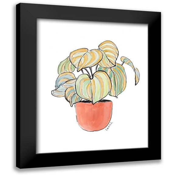 Loreth, Lanie 12x14 Black Modern Framed Museum Art Print Titled - Striped Pathos in Terra Cotta Pot