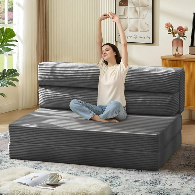 Sofá cama plegable JUIKURY convertible gris completo