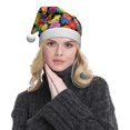 thumbnail image 5 of KLL Christmas Hats for Adults Plush Hawaiian Style Print Santa Hat Xmas Fluffy Santa Claus Hat for Women Men, 5 of 6