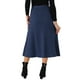 thumbnail image 3 of Falda midi de suéter elástica de cintura alta de punto acanalado para mujeres Inspire Chic, color azul marino, 3 of 6