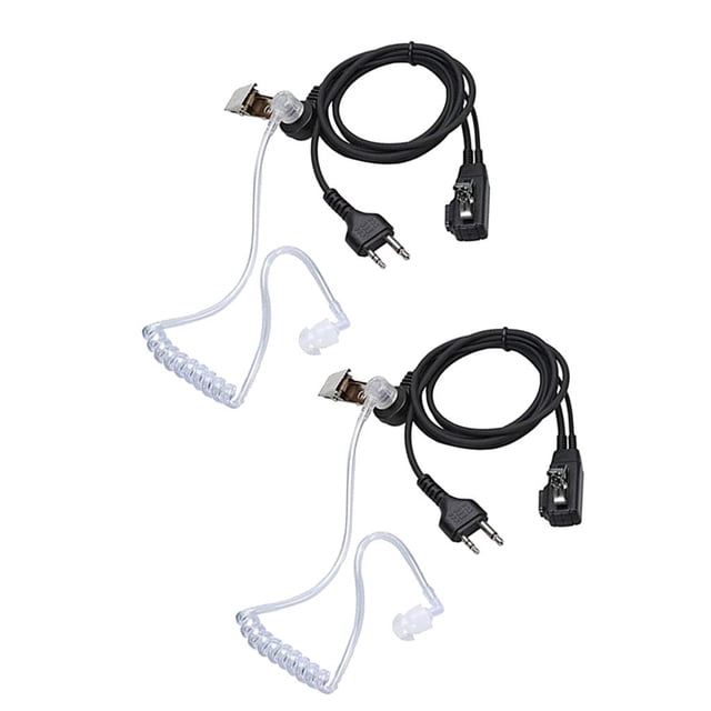 2 Unids 2Pin Clear Acústica Bobina Tubo Walkie Talkie Auricular Policía PTT Auriculares Auriculares Micrófono Para Midland Radios De 2 Vías Soledad Auricular de radio bidireccional