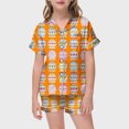thumbnail image 2 of Girls Children Easter Pajama 5t Bunny Carrot Shorts Home Pajamas Set Trendy Button-Up 2 Piece Satin Pajama Sets Orange,2-3 Years, 2 of 4