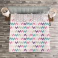 thumbnail image 3 of Ambesonne Geometric Quilted Bedspread Set 3 Pcs, Chevron Zigzag, Queen Size, Multicolor, 3 of 3