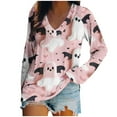 thumbnail image 2 of CLOISE Womens Halloween Shirts Fashion Halloween Ghost Graphic Tops Long Sleeve V Neck Raglan Shirts Flowy Tunic Comfy Blouses Boo Season Outfits Gift, 2 of 5
