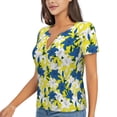 thumbnail image 2 of Wukai Lilies Flowers Casual V-Neck Graphic Tees for Women: Lightweight and Breathable Summer Tops with Stylish Design-Medium, 2 of 8
