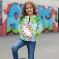 thumbnail image 3 of Xoenoiee Axolotl Flower Leaves Print Girls Half Zip Hoodie Kids Fashion Oversized Sweatshirt Jacket Lightweight Crop Top with Front Pocket, 5-6 Years, 3 of 7