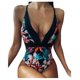 thumbnail image 1 of Gibobby Trajes de Baño Mujer Completos Conjunto de tankinis de traje de baño de una pieza alta con estampado de escote tropical abierto en la cintura tra(Negro,M), 1 of 5