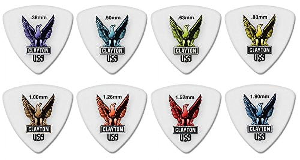 Clayton RT63 Acetal Polymer Rounded Triangle Guitar Picks, 0. 63 mm - 72 Pieces