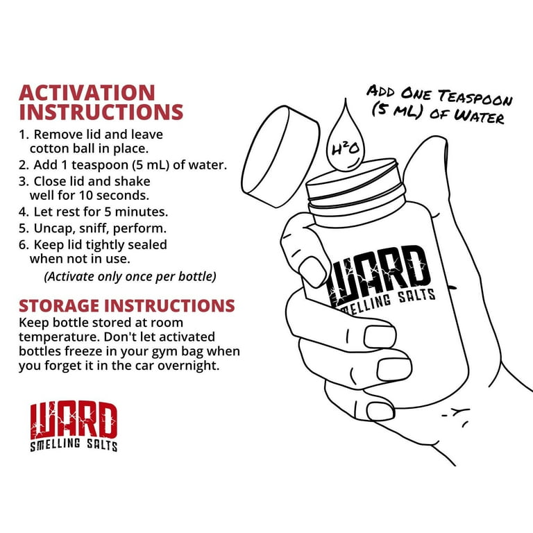 Ward Smelling Salts - Bottled Insanity - Insanely strong Ammonia Inhalant |  Smelling Salt For Powerlifting Hockey Football Weight Lifting and More 