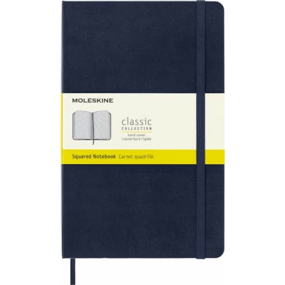 Moleskine Classic Notebook, Hard Cover, Large (5" x 8.25") Squared/Grid, Sapphire Blue, 240 Pages