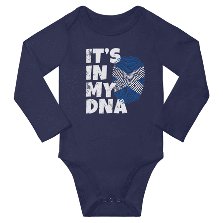 

It s In My Scottish DNA Baby Long Sleeve Bodysuit Romper (Navy 24 Months)