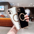 thumbnail image 4 of Compatible with Magsafe Case for iPhone 11,Love Heart Pattern Electroplated Design Soft TPU Shockproof Protective Full Camera Lens Protection Magnetic Case for iPhone 11-Black, 4 of 13