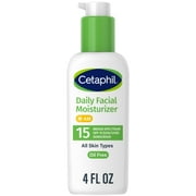 Cetaphil Daily Facial Moisturizer With Sunscreen, Broad Spectrum SPF 15, Fragrance Free, 4 oz