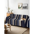 thumbnail image 3 of Blue and Brown Geometric Stripe Pattern Couch Cover for Dogs, Washable Sofa Covers Slipcover for Pets Dogs Futon Cover, Couch Recliner Covers, Oversized Chair Slipcover 71"x91", 3 of 9