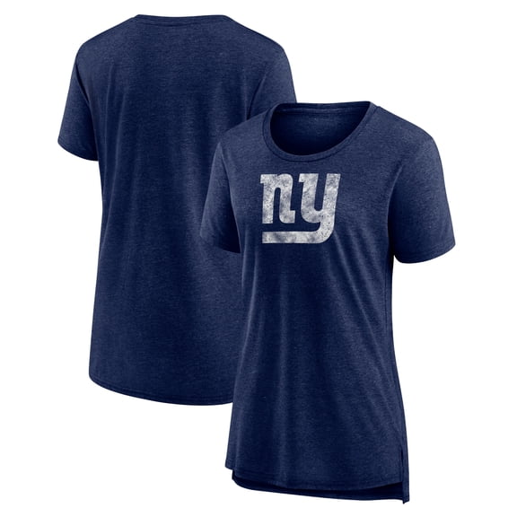 Women's Heather Navy New York Giants Throwback Team Logo Tri-Blend T-Shirt