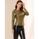 thumbnail image 4 of Camisa de manga larga Allegra K Disfraz de navidad brillante metálico brillante Oro negro XL, 4 of 5
