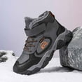 thumbnail image 5 of CUZIBR Toddler Boys Shoes Ankle Boots Non Color Block Lace Up Leather Casual Hiking Booties Thermal Lined Hook And Loop Fashion Shoe Outdoor Lightweight Comfy Footwear,Grey,11-11.5 Years, 5 of 9
