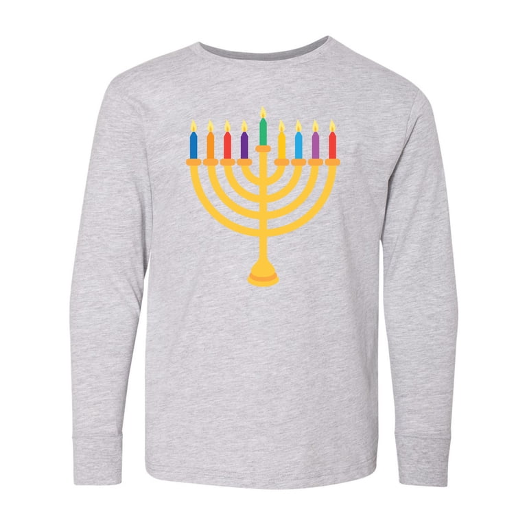 Hanukkah Menorah Candles Long Sleeve Youth T-Shirt photo 1