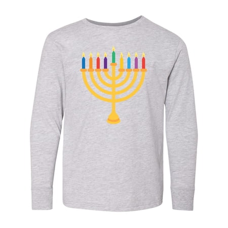 Hanukkah Menorah Candles Long Sleeve Youth T-Shirt