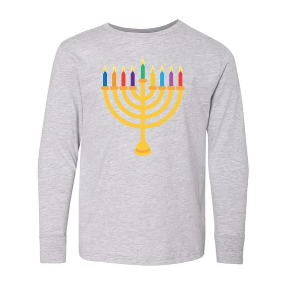 Inktastic Hanukkah Menorah Candles Long Sleeve Youth T-Shirt