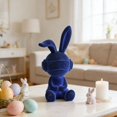 thumbnail image 5 of Easter Soft-Flocked Rabbit Sitting Ornament, 13.4" Creative Flocked Bunny Figurines, Realistic Flocking Rabbit Tabletop Mantel Decor, Spring Animal Decor For Living Room Entryway TV Stand, Blue, 5 of 8