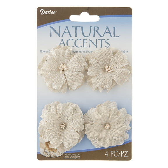 Darice Floral Linen Flowers Light Natural 2 Inches