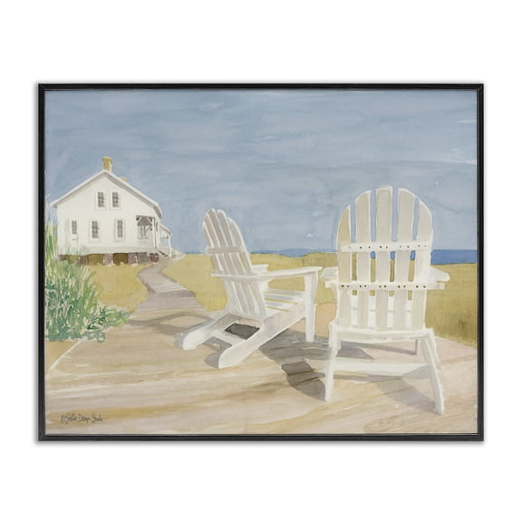 Stupell Industries Rustic Lodge Beach Chairs by Cottage Black Framed Giclee Art, 14 x 11, by Stellar Design Studio