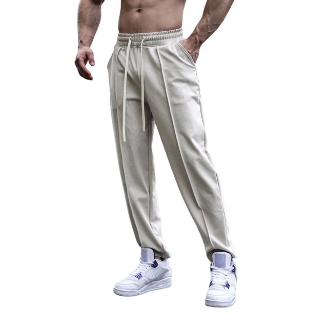 Ediodpoh Pantalon Long Uni pour Hommes Pantalon de Sport Décontracté de Rue Beige m