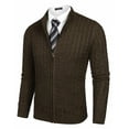 thumbnail image 6 of COOFANDY Men's Full Zip Cardigan Sweater Slim Fit Cable Knitted Zip Up Sweater with Pockets, 6 of 8