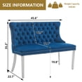 thumbnail image 3 of HUMEHA Velvet Dining Loveseat Bench Blue Silver Legs 2-Seat, 3 of 10