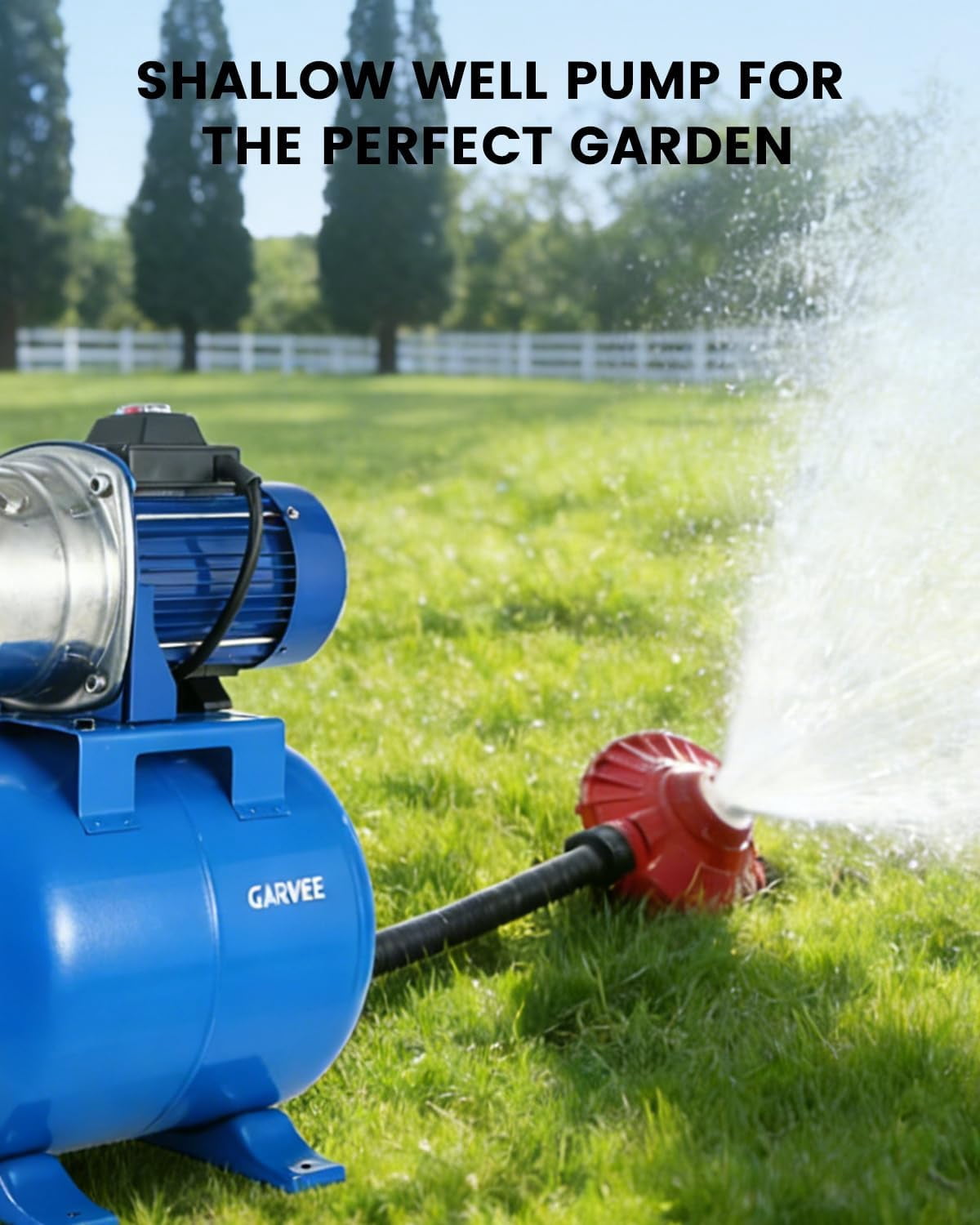 QinaQin Shallow Well Pump with Pressure Tank,Powerful 1.6HP 1320GPH High Flow,164ft Max Head,Stainless Steel Construction,Auto Pressure Switch for Home Farm ,Blue
