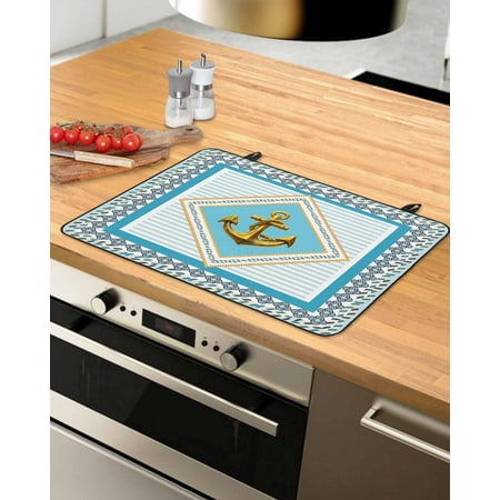 

Blue Anchor Nautical Stove Top Covers for Electric Stove Heat Insulation Fireproof Glass Cooktop Cover Counter Top Glass Stove Cover for Prevent Scratches 36 x21 Ocean Coastal Geometric