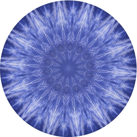 Ahgly Company Indoor Round Patterned Sky Blue Dress Blue Area Rugs, 6' Round