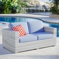thumbnail image 2 of Lounge Loveseat Sofa, Rattan, Wicker, Light Grey Gray Light Blue, Modern Contemporary Urban Design, Outdoor Patio Balcony Cafe Bistro Garden Furniture Hotel Hospitality, 2 of 8