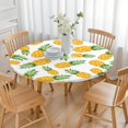 thumbnail image 3 of 44in Round Tablecloth with Elastic Edge, Waterproof Fitted Table Cover for 36-44" Tables, Pineapple Theme Polyester Reusable Table Cloths Wipe Clean for Picnic, Dining, Outdoor Use and Party Decor, 3 of 7