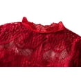 thumbnail image 3 of StylesILove Princess 3/4 Sleeve Midi Length Floral Lace A-line Wedding Dress Flower Girl Clothes Red 120/4-5 Years, 3 of 4