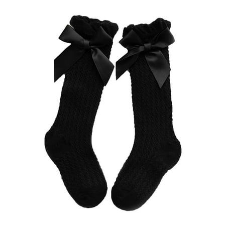 

JeashCHAT Long Tube Socks Mesh Bowknot Mosquito Baby Socks Stripe Children Socks