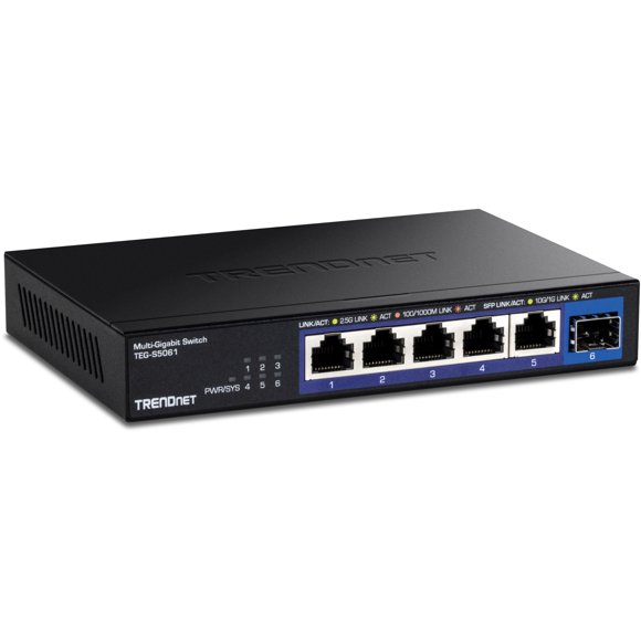 Switch TRENDnet TEG-S5061 de 6 puertos no gestionados de 2,5 G con SFP+ de 10 G