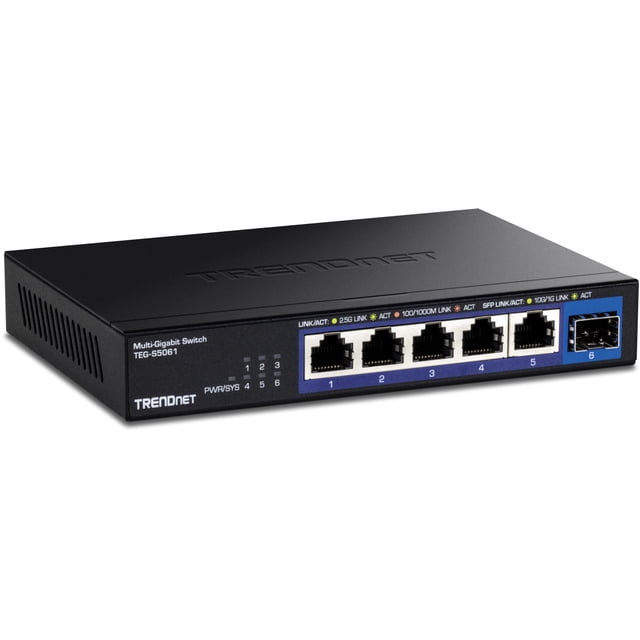 Switch TRENDnet TEG-S5061 de 6 puertos no gestionados de 2,5 G con SFP+ de 10 G