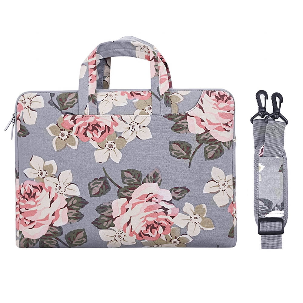 Laptop Shoulder Bag Sphere Blooming Flower Rose Carrying Handbag Briefcase Sleeve Case 14 Inch