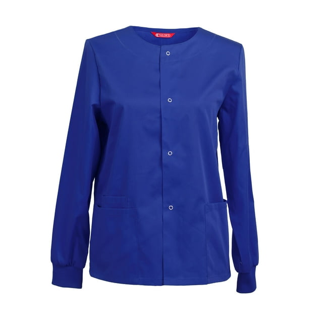 Womens Scrub Jacket Workwear Snap Front Warm-up Scrubs Jacket