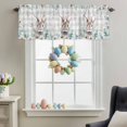 thumbnail image 4 of Valance for Windows,Easter Rabbit White Floral Valances Curtain Rod Pocket Valance for Kitchen Bedroom Living Room Bathroom,Green Eucalyptus Leaf Gray Plaid Short Curtains Window Treatment 54x18in, 4 of 9