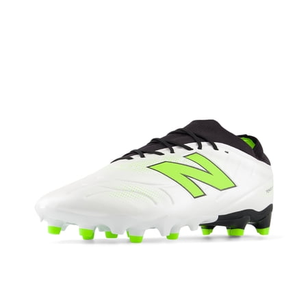 New Balance Unisex-Adult Tekela Team Low Laced FG V5 Soccer Shoe, White/Black/Pixel Green, Men 12.5 M/Women 14 W