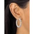 thumbnail image 3 of PalmBeach Jewelry Aurora Borealis Crystal Inside-Out Hoop Earrings in Silvertone (1"), 3 of 4