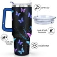thumbnail image 3 of Blue and Purple Butterflies 40 Oz Tumbler with Handle Lid and Straw, Stainless Steel Double Walled Vacuum Insulated Cup, Cute Birthday Gifts Tumbler for Women Men Friends, 3 of 7