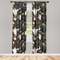 thumbnail image 3 of Ambesonne Halloween Curtains, Raven Skull Moon Print, Pair of 28"x63", Mustard Dark Grey Peach, 3 of 5