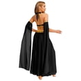 thumbnail image 2 of dPois Women's Belly Dance Outfit Arabian Princess Halter Bra Top with Maxi Skirts Split Sleeves Black M, 2 of 7