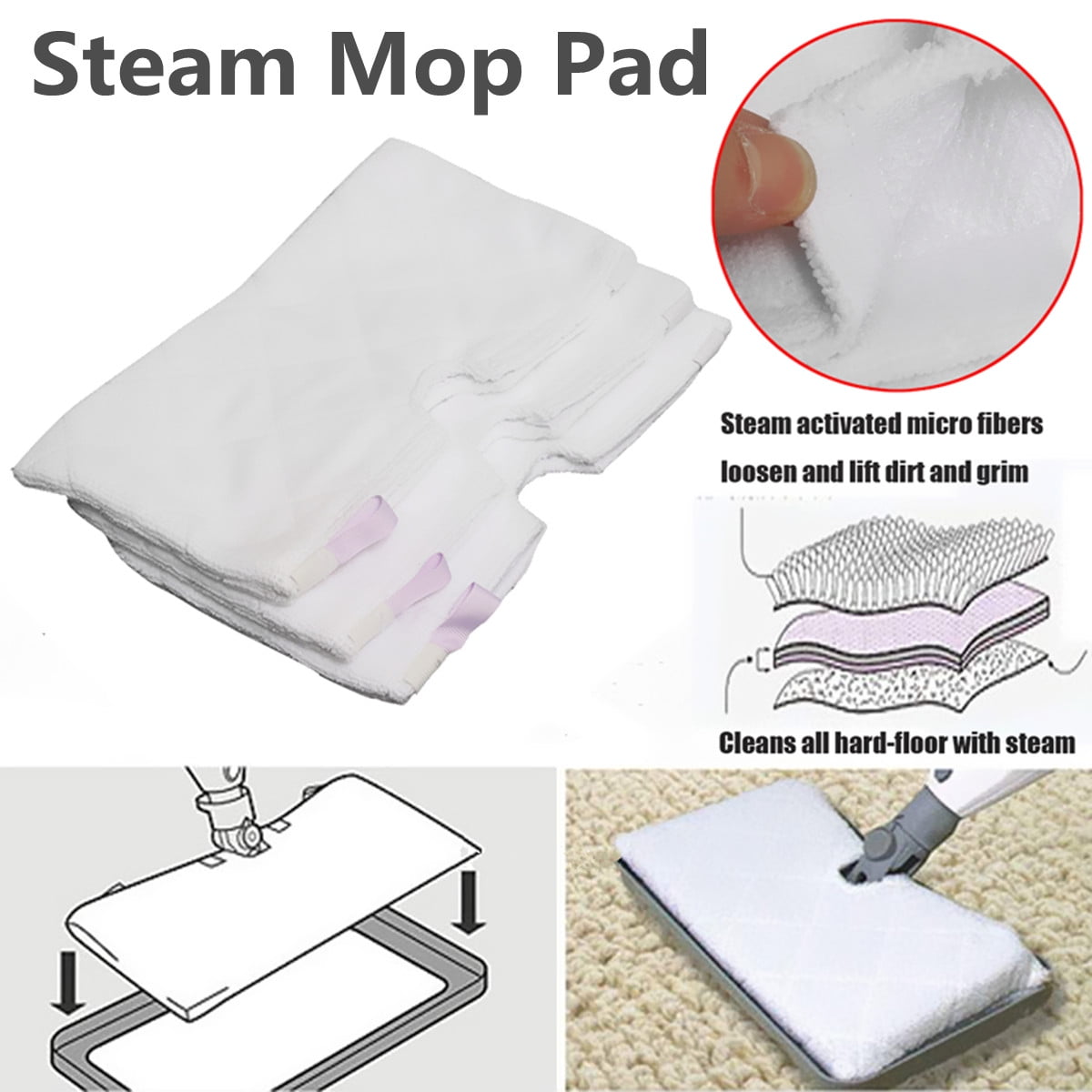 Rectangular Steam Pocket Mop Standard Microfiber Pad Replacement For Standard Pads Shark S3501